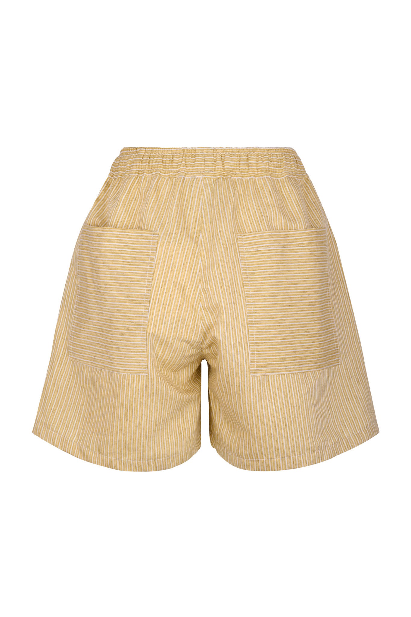 Pantalón corto de mezcla de lino a rayas con cintura con cordón de Rayenne