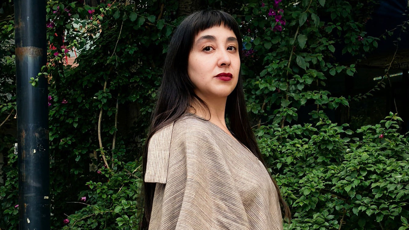 Nitrogen Striped Linen V-Neck Poncho Blouse