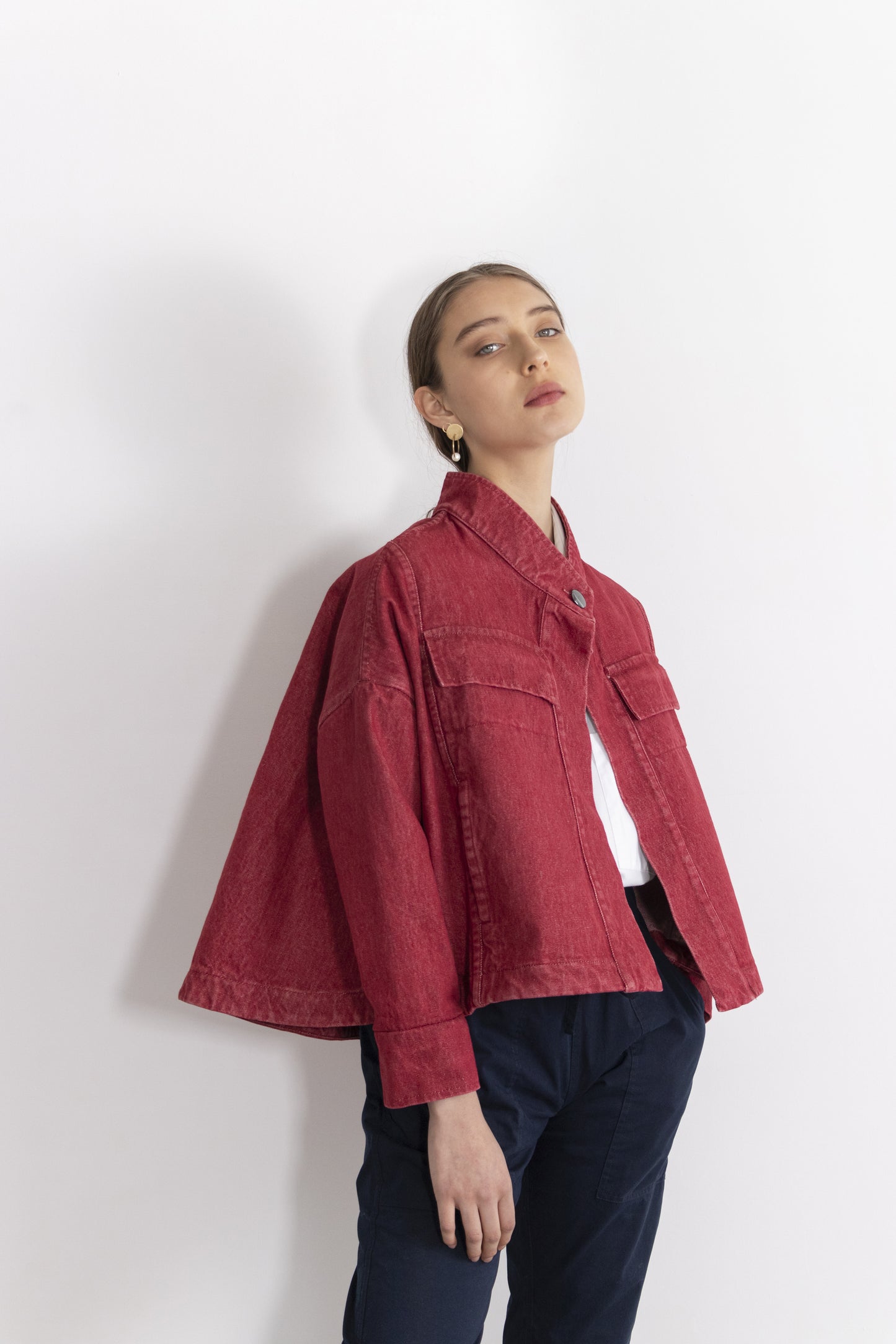 Lianne Washed Denim Multi Pocket Cropped Jacket