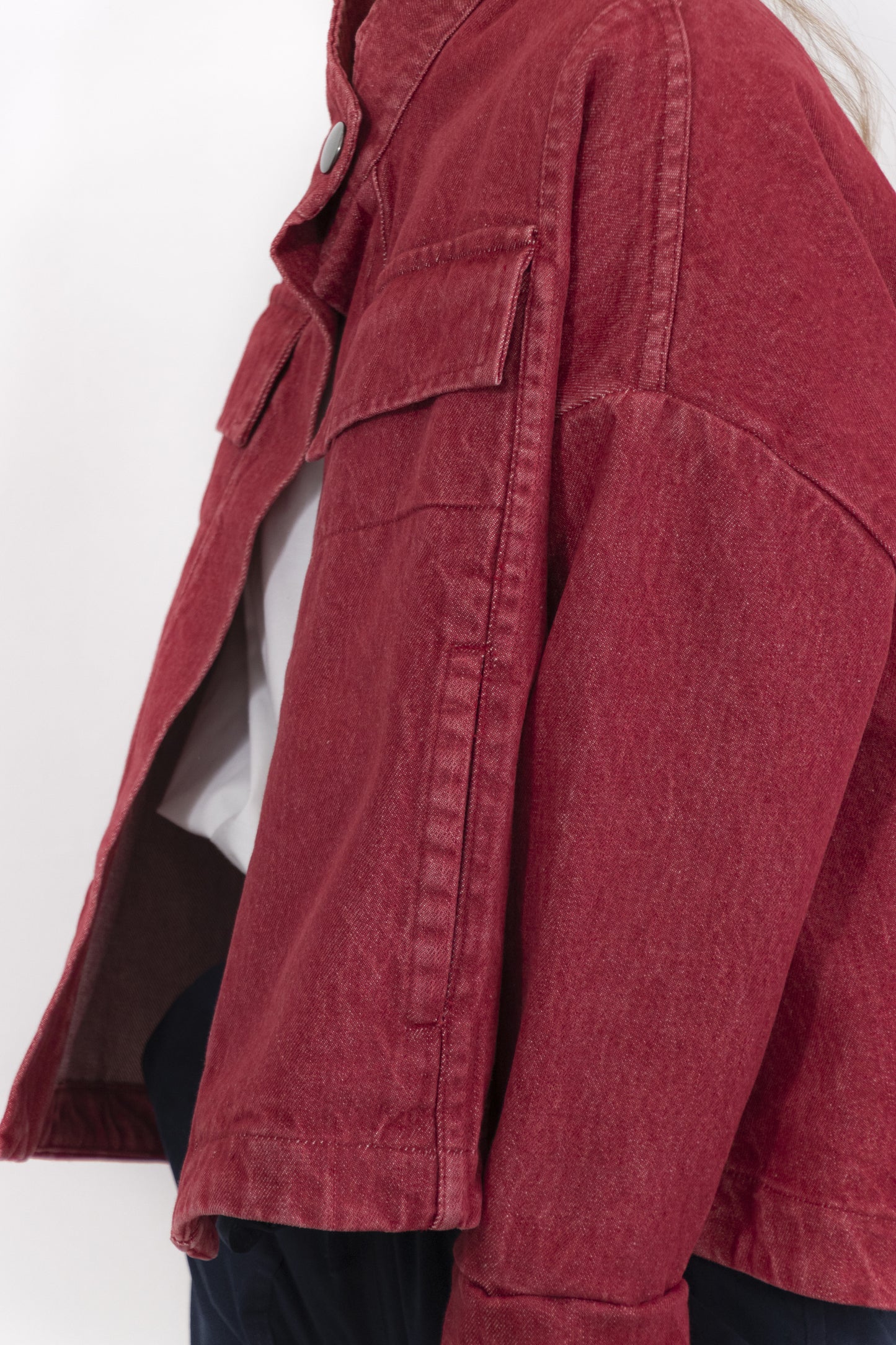 Lianne Washed Denim Multi Pocket Cropped Jacket