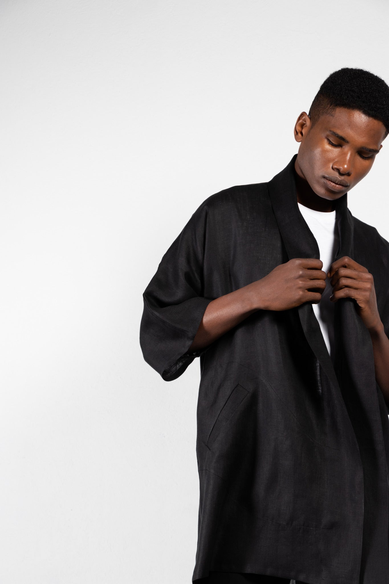Pollux Linen Open Kimono Coat
