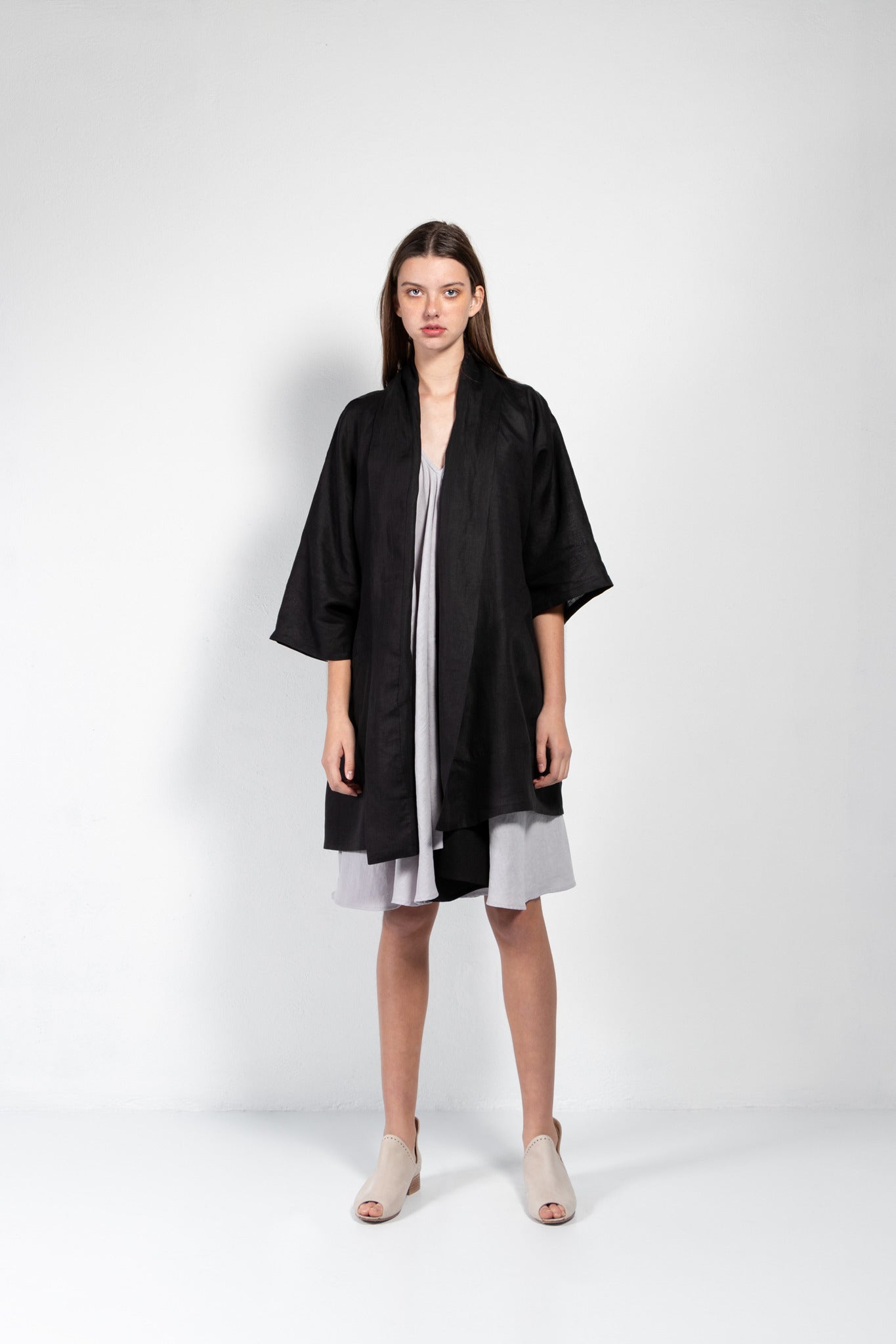 Pollux Linen Open Kimono Coat