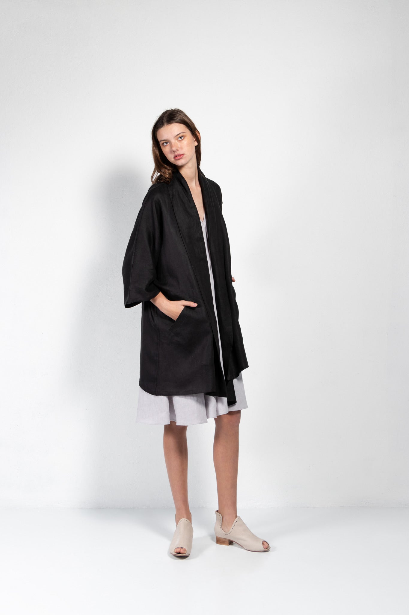 Pollux Linen Open Kimono Coat