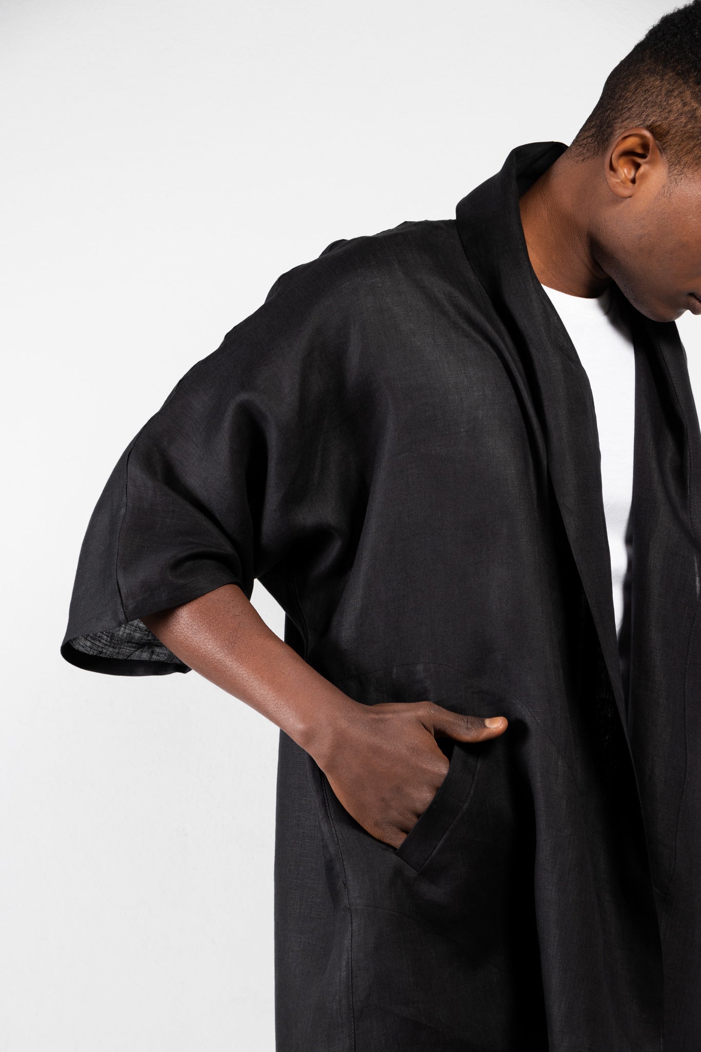 Pollux Linen Open Kimono Coat