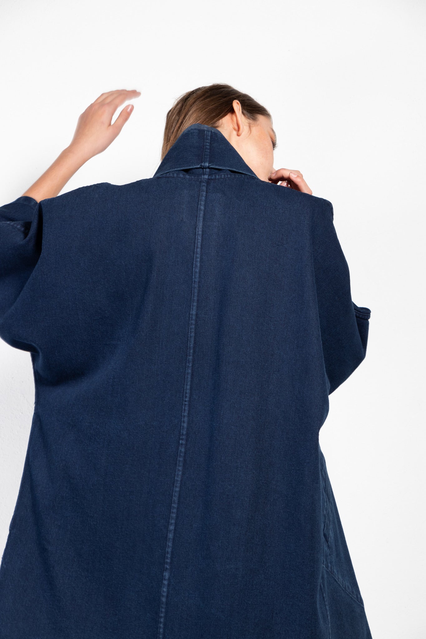 Pollux Dyed Denim Open Kimono Coat