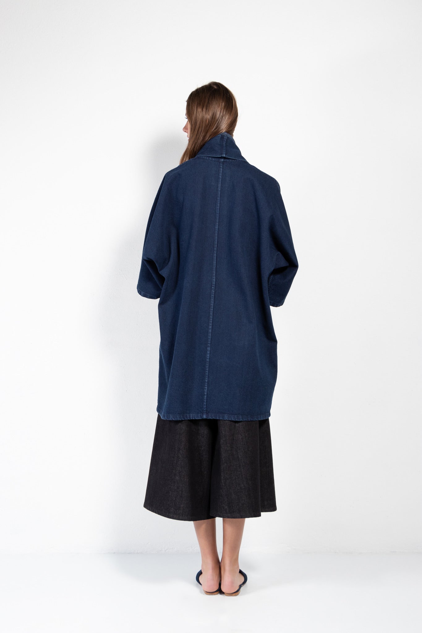Pollux Dyed Denim Open Kimono Coat