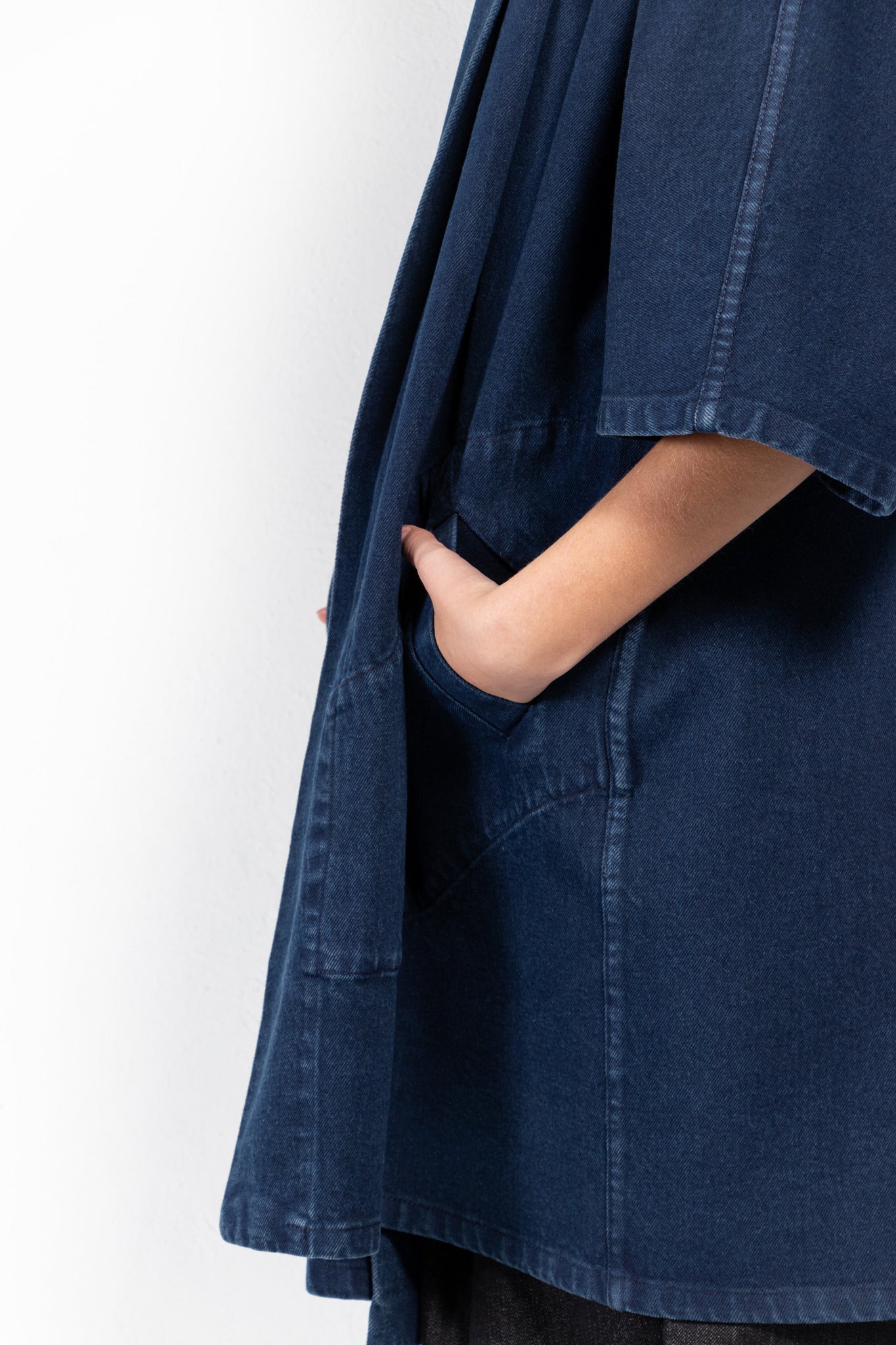 Pollux Dyed Denim Open Kimono Coat