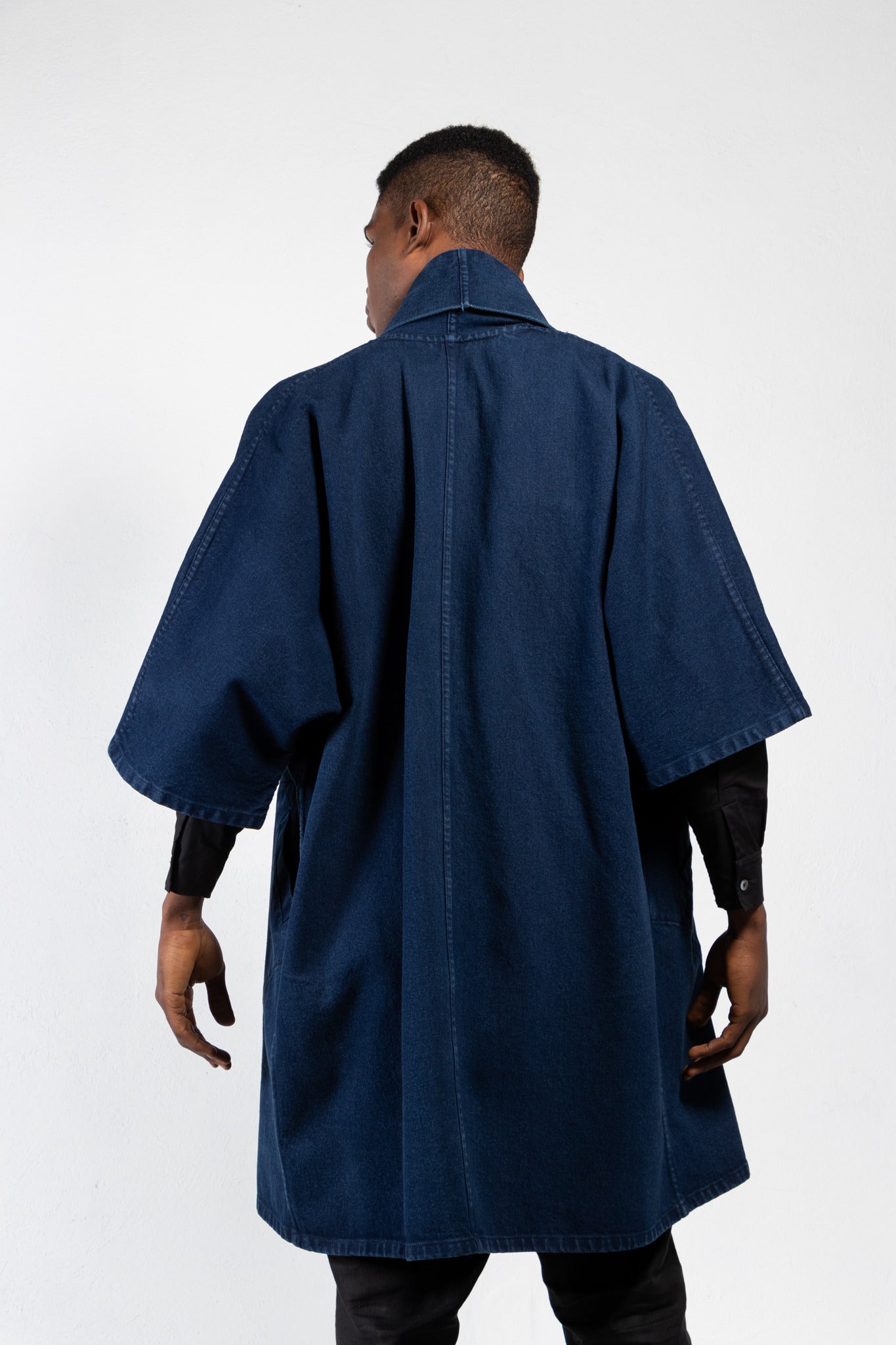 Pollux Dyed Denim Open Kimono Coat