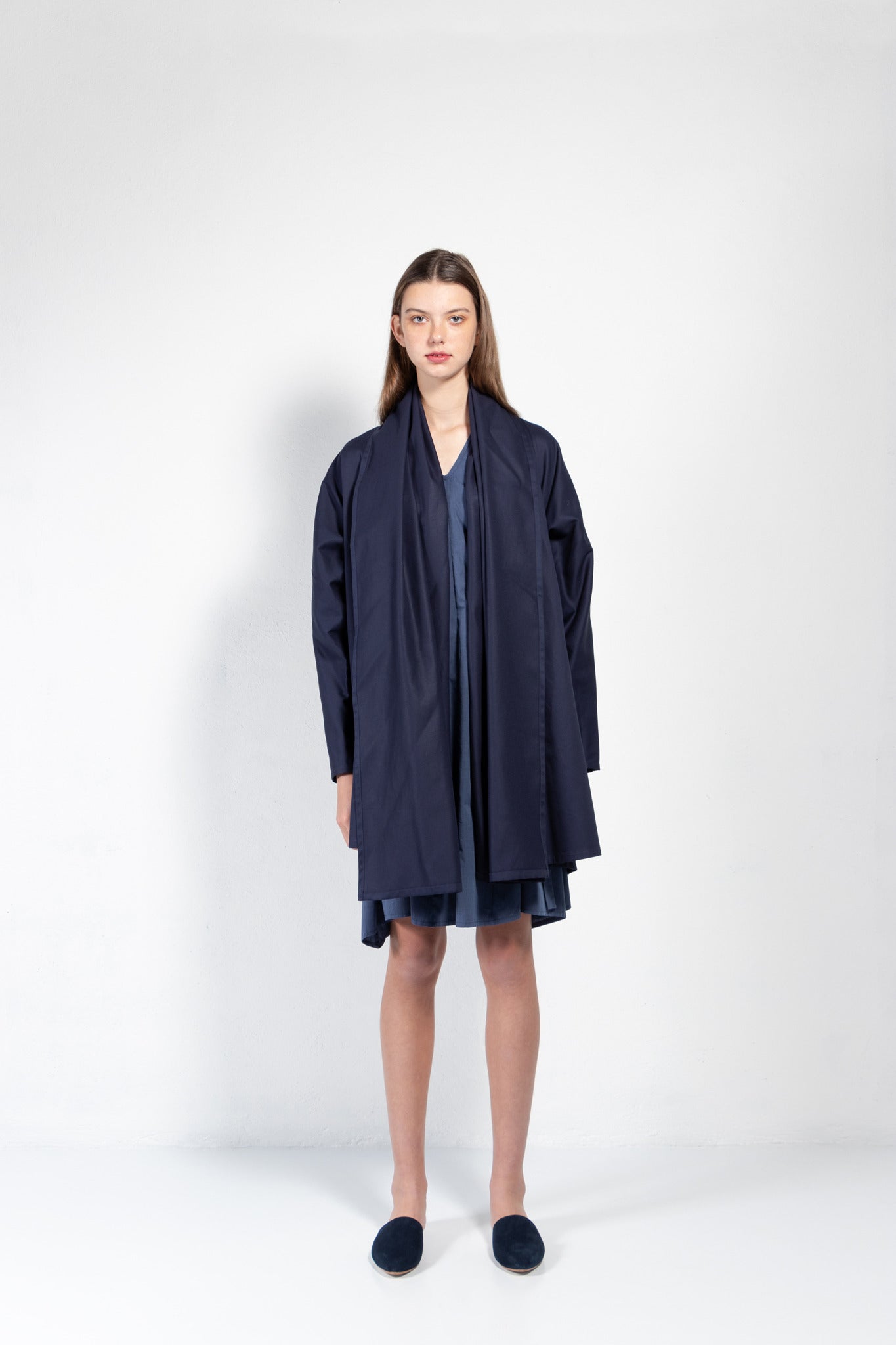 Maauad Cotton Twill Draped Collar Coat