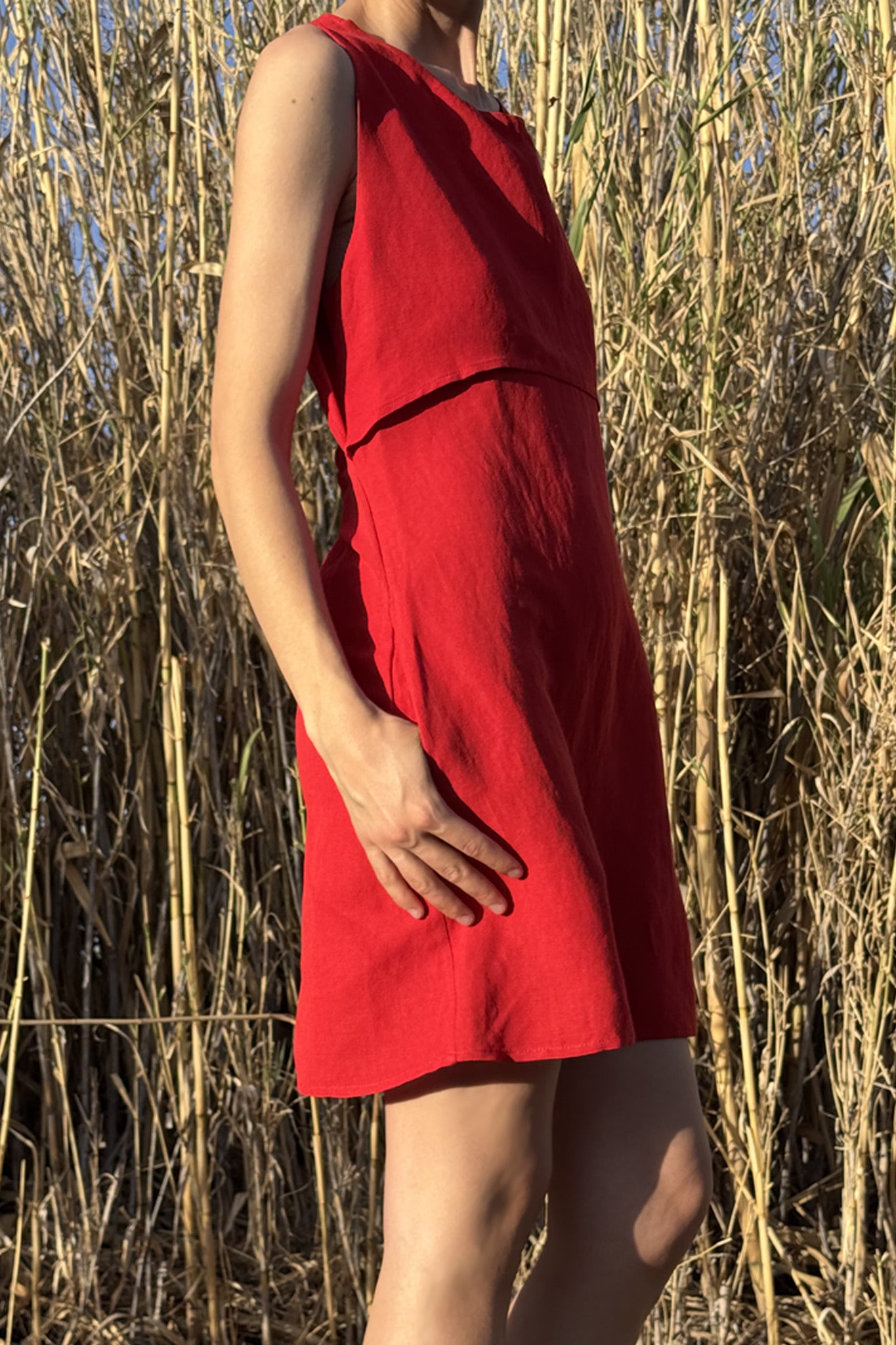 Paul Open Back Linen-Blend Shift Dress