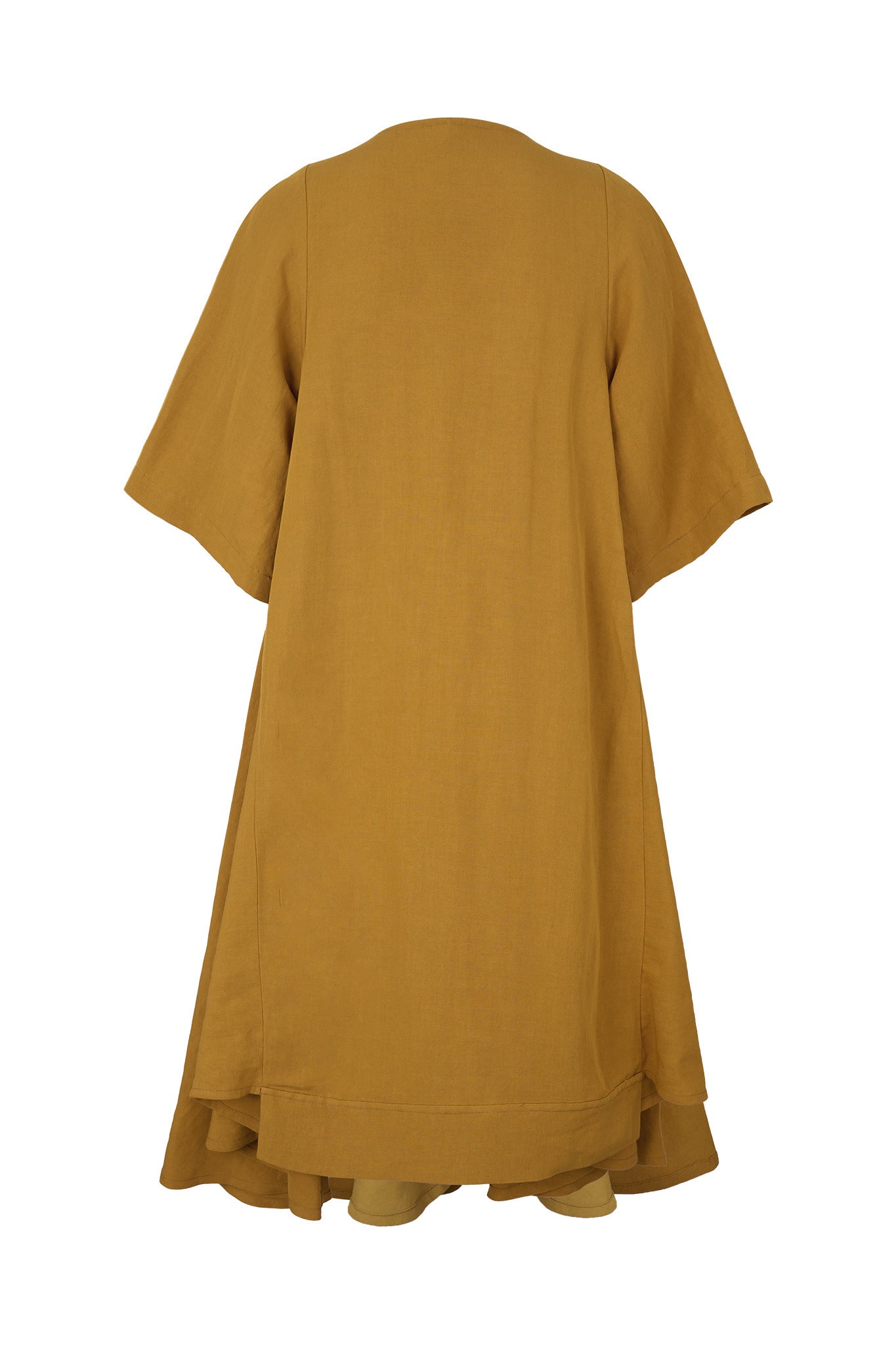 Juno Linen Blend Dress With Contrasting Panel