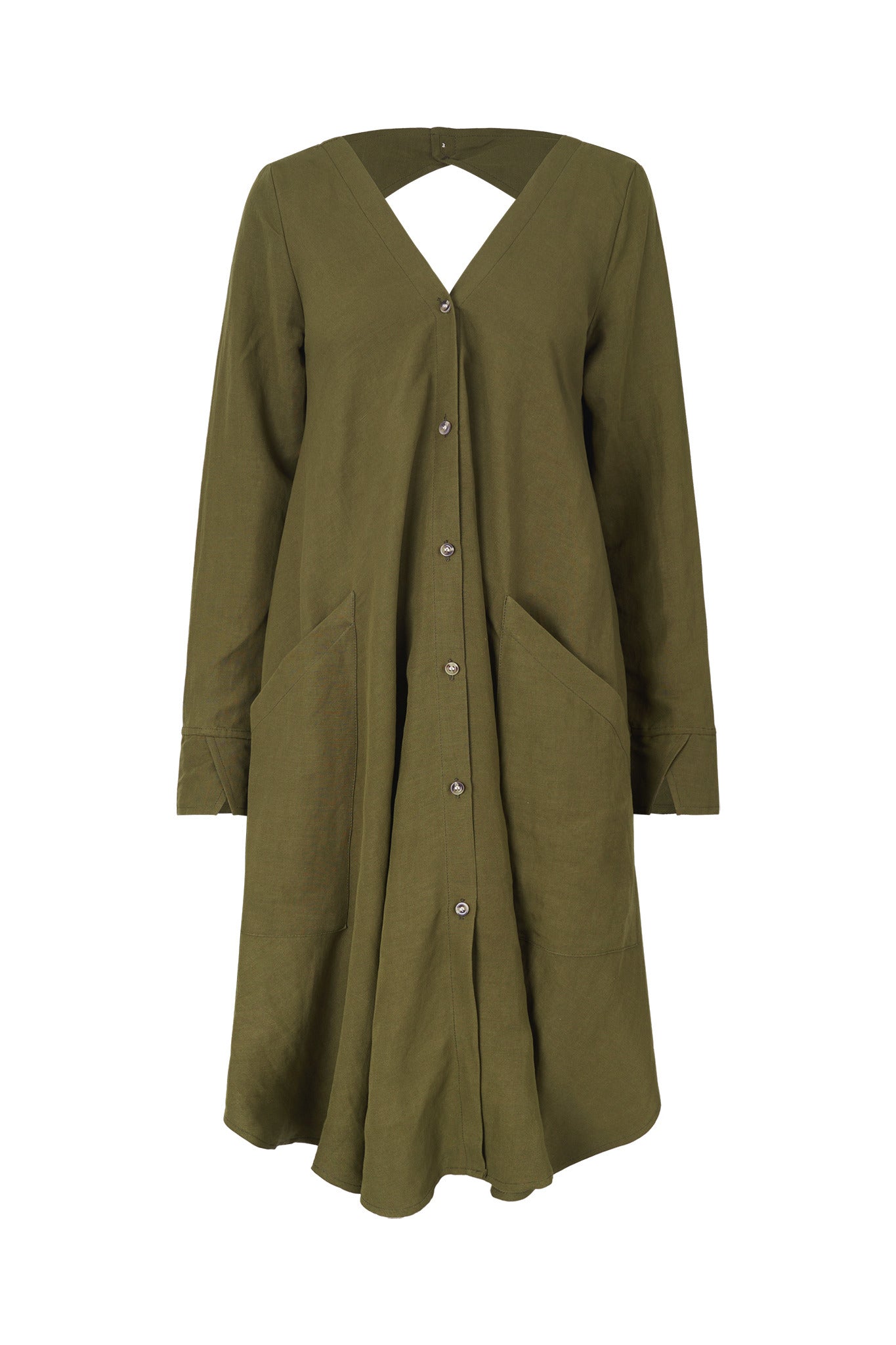 Savannah Linen-Blend Open Back Shirt Dress – Mutuo