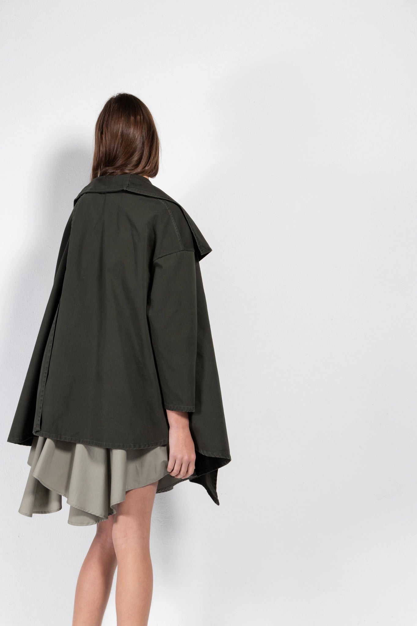Spike Twill Draped Front Jacket