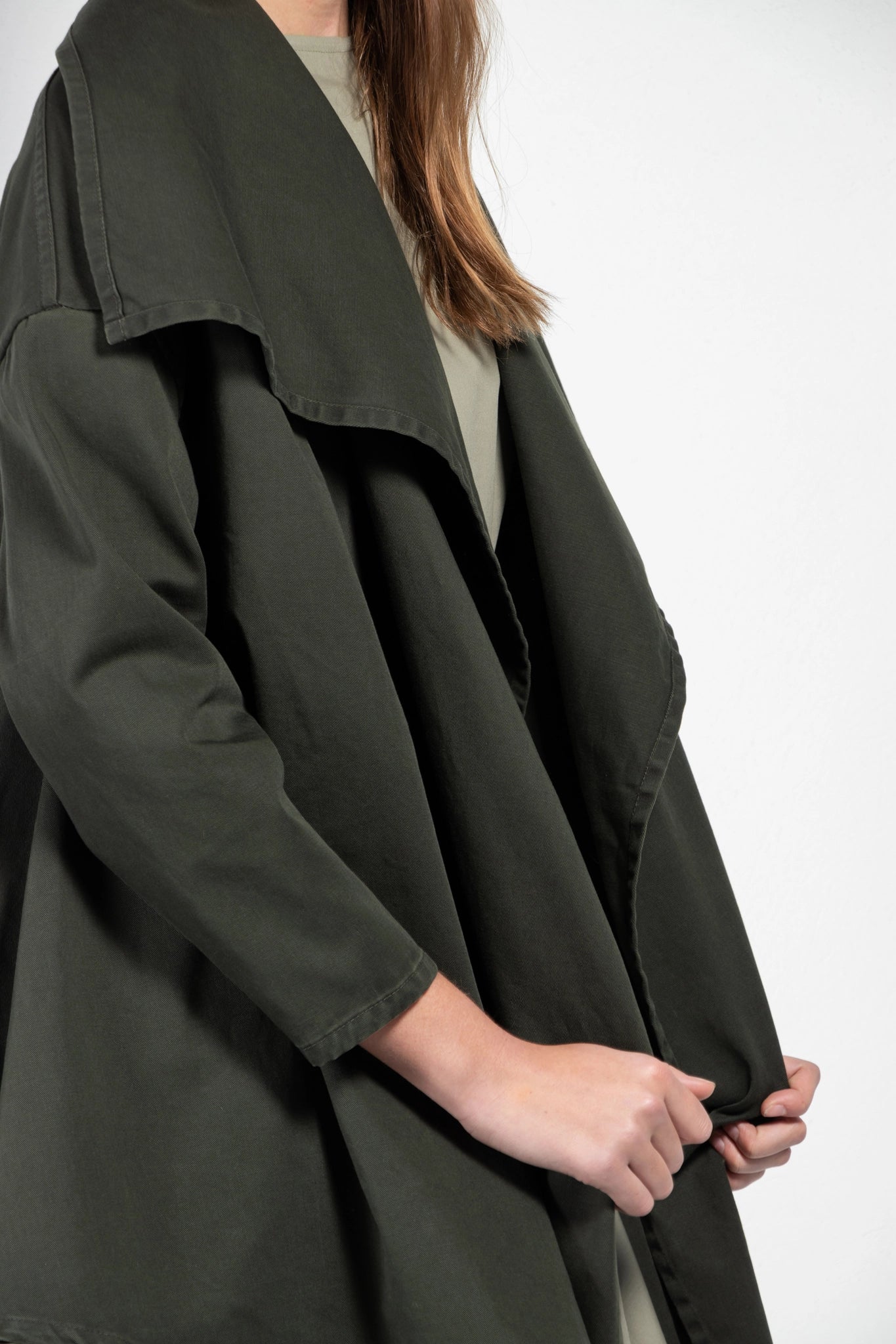Spike Twill Draped Front Jacket
