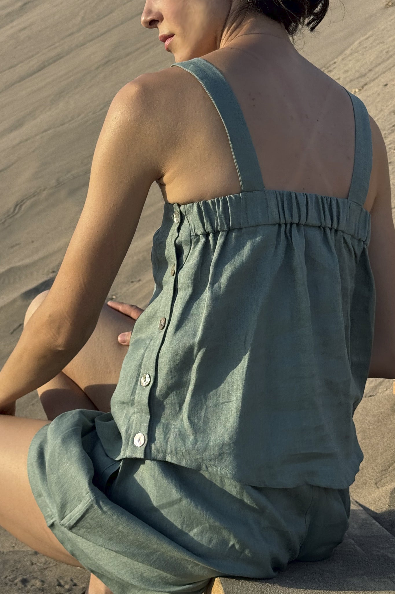 Aruma Wide-Strap Linen Top