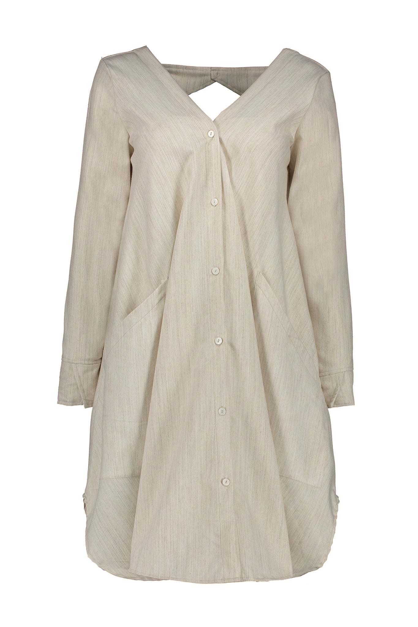 Savannah Linen-Blend Open Back Shirt Dress – Mutuo