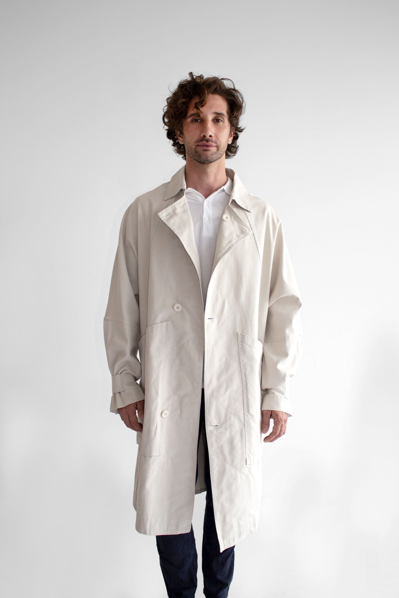 Gabardina de lona lavada con textura Macadamia