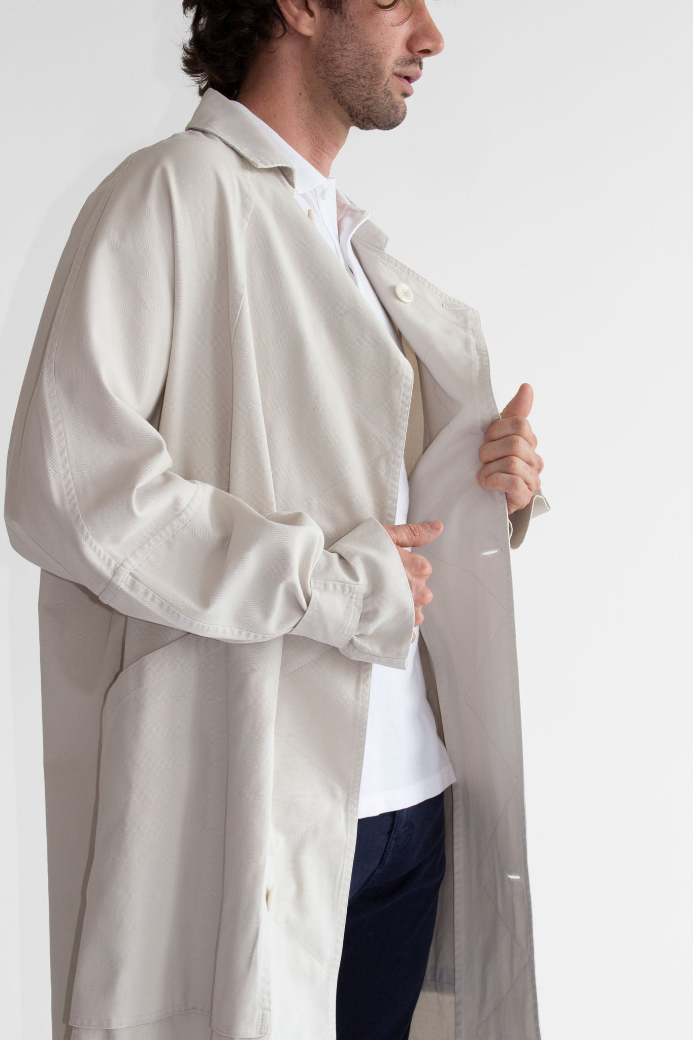 Gabardina de lona lavada con textura Macadamia
