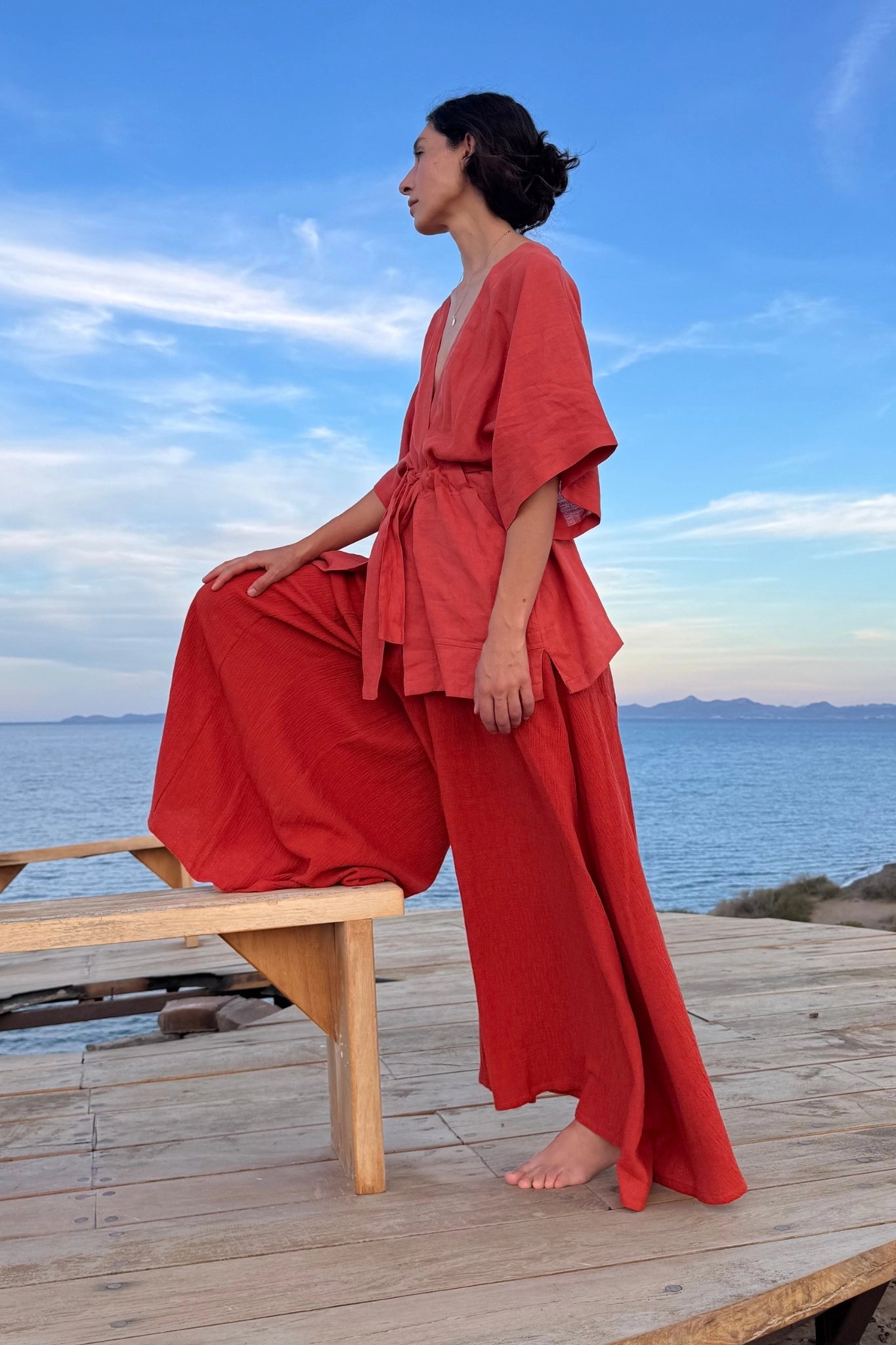 Falda Pantalón Delta en Crepé de Algodón