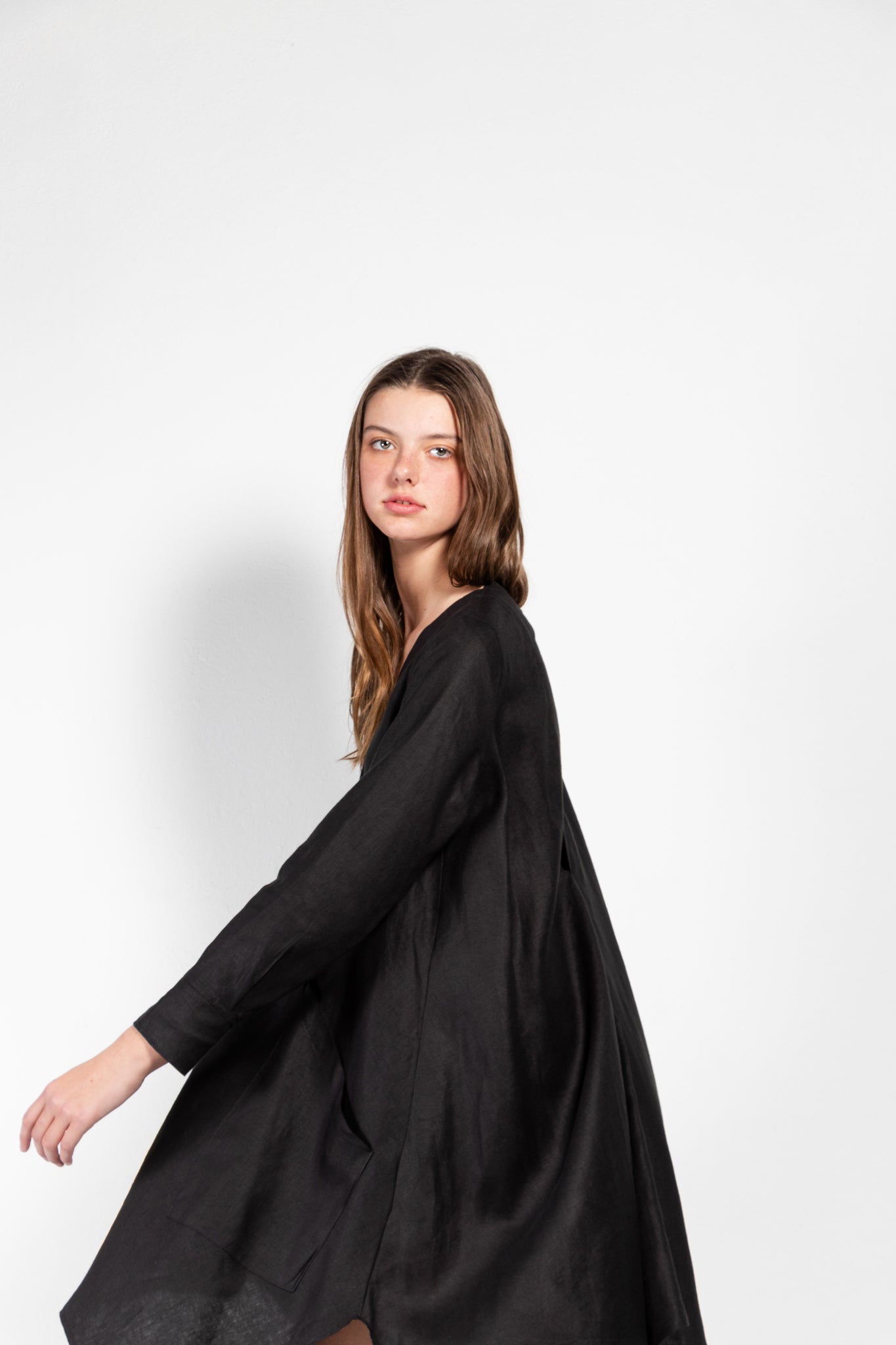 Savannah Linen-Blend Open Back Shirt Dress