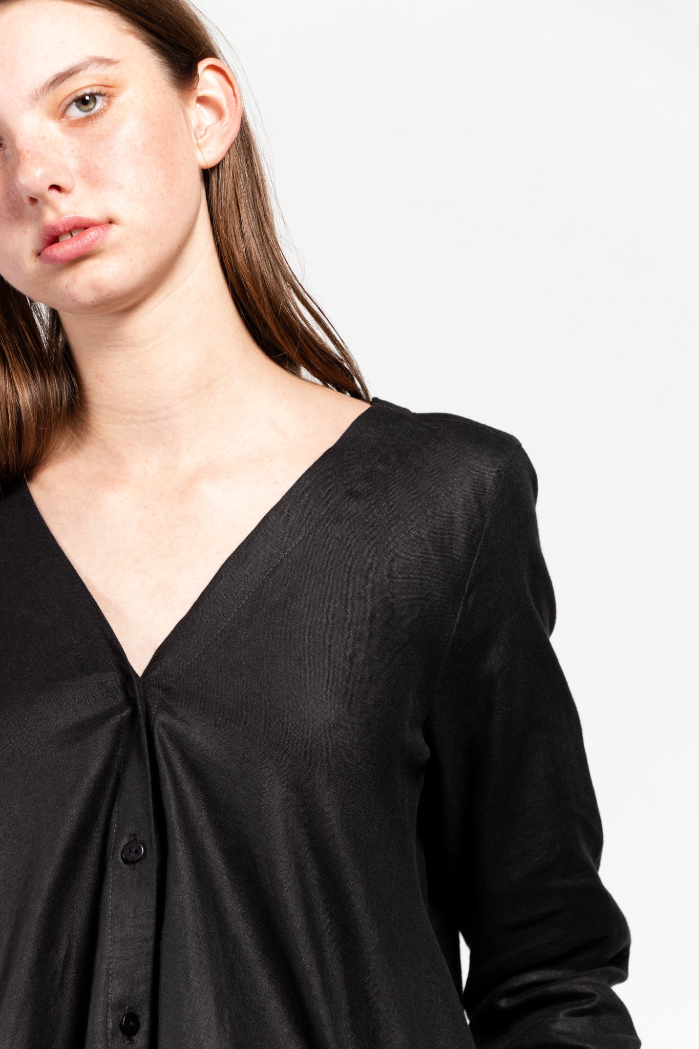 Savannah Linen-Blend Open Back Shirt Dress