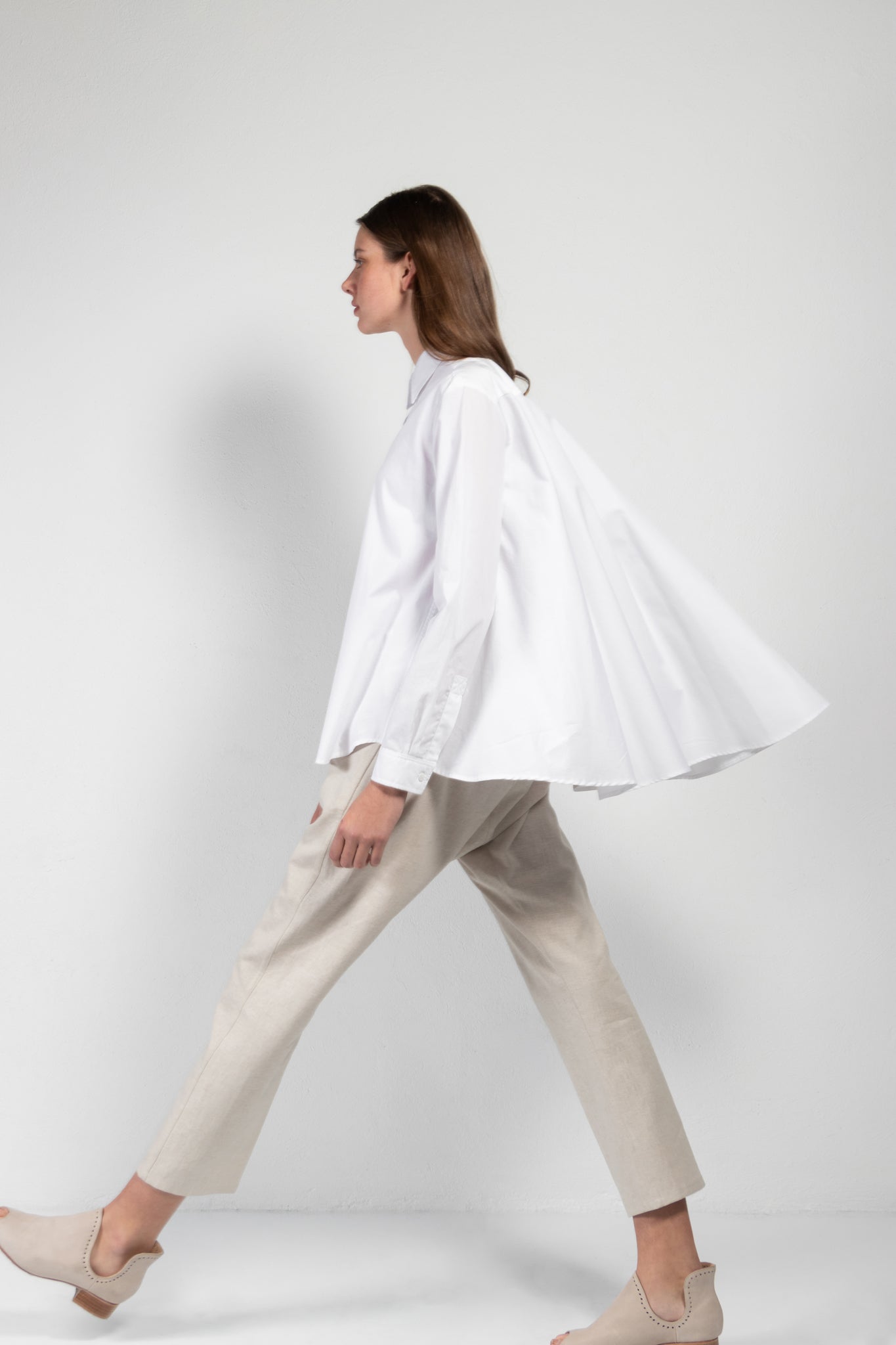 Shimomura Poplin Flare Back Shirt