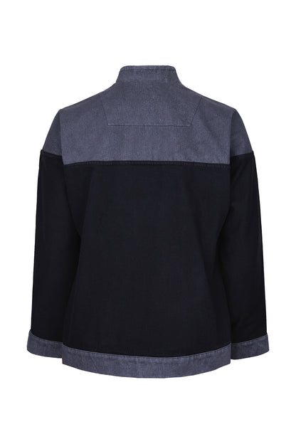 Delphinus Washed Denim Snap-Button Jacket