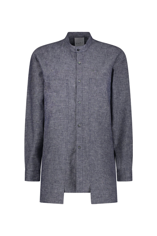 Iodine Front Pocket Linen-Blend Shirt
