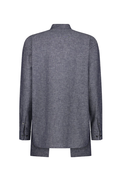 Iodine Front Pocket Linen-Blend Shirt
