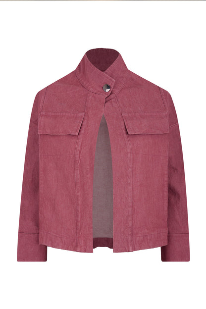 Lianne Washed Denim Multi Pocket Cropped Jacket
