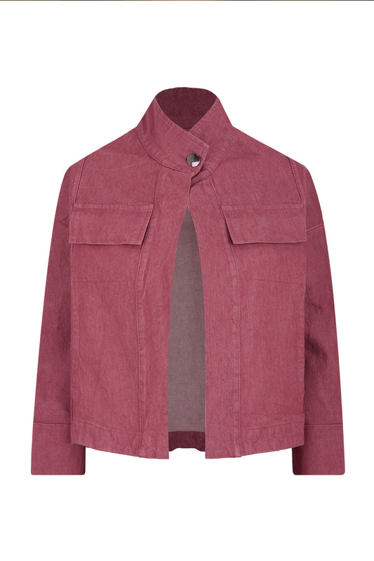 Lianne Washed Denim Multi Pocket Cropped Jacket