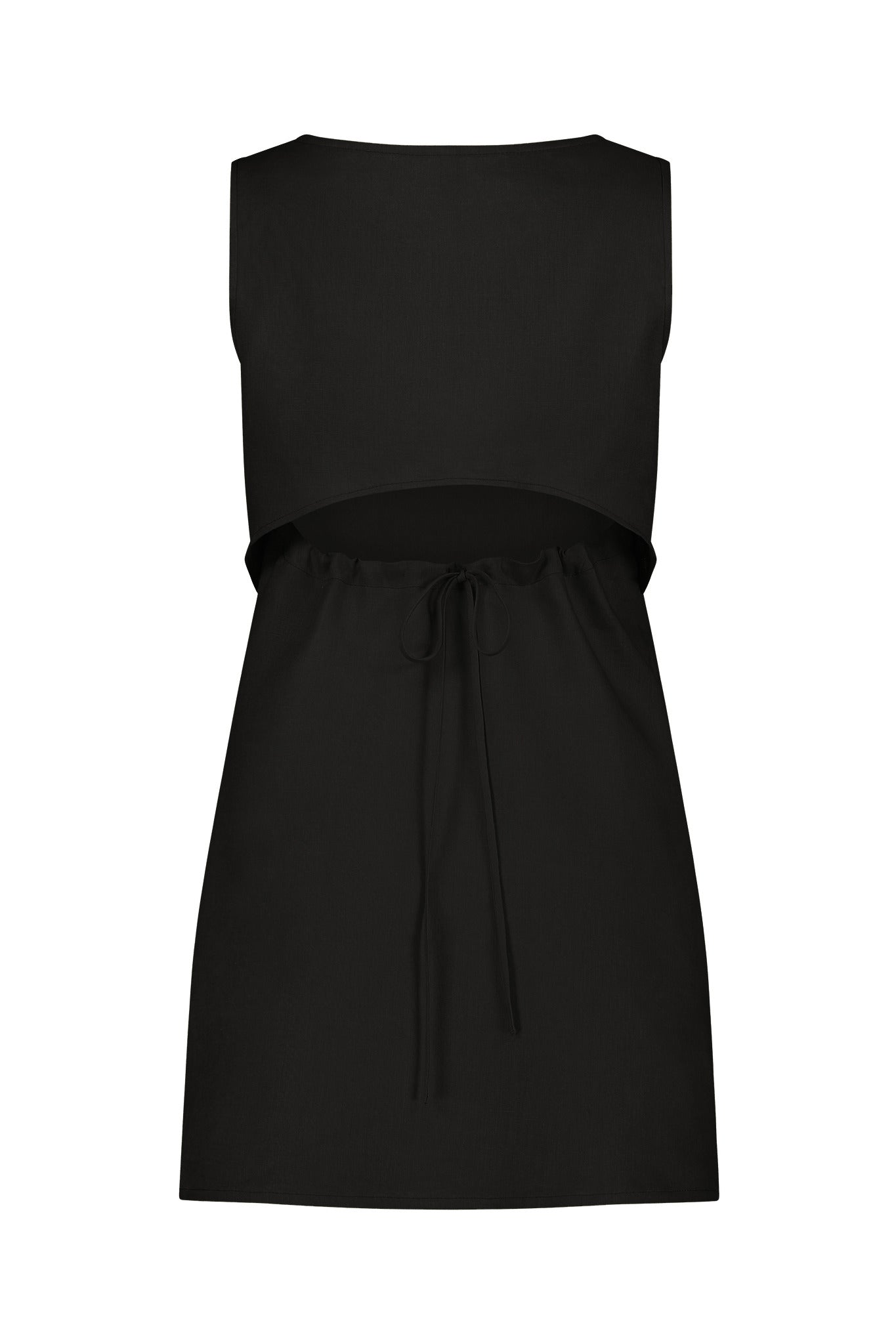 Vestido recto de mezcla de lino con espalda abierta Paul
