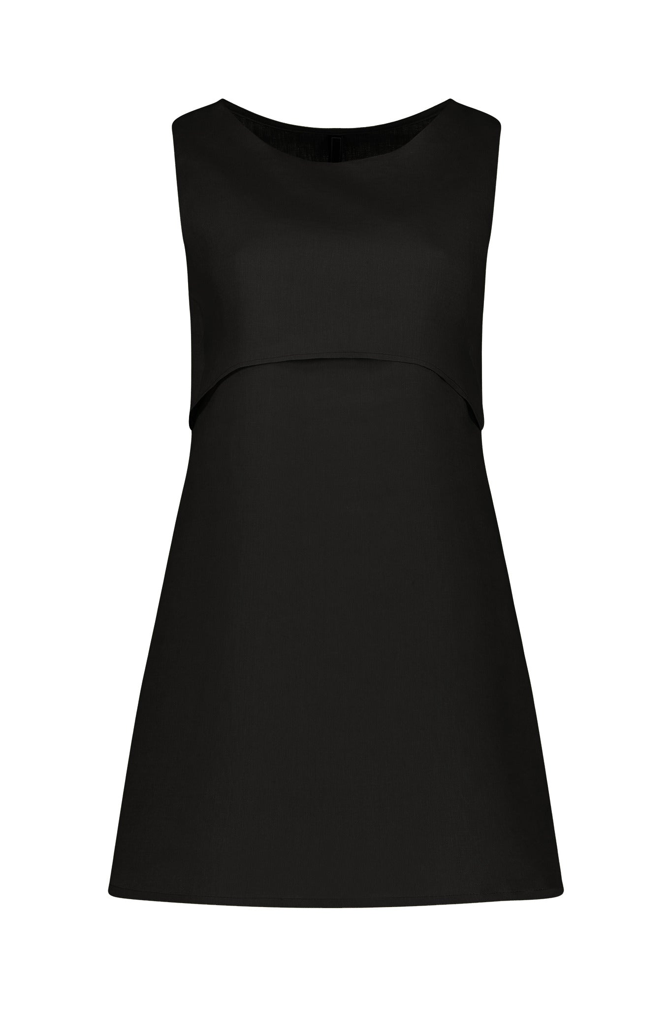 Vestido recto de mezcla de lino con espalda abierta Paul