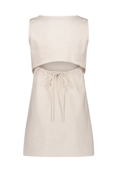 Paul Open Back Linen-Blend Shift Dress