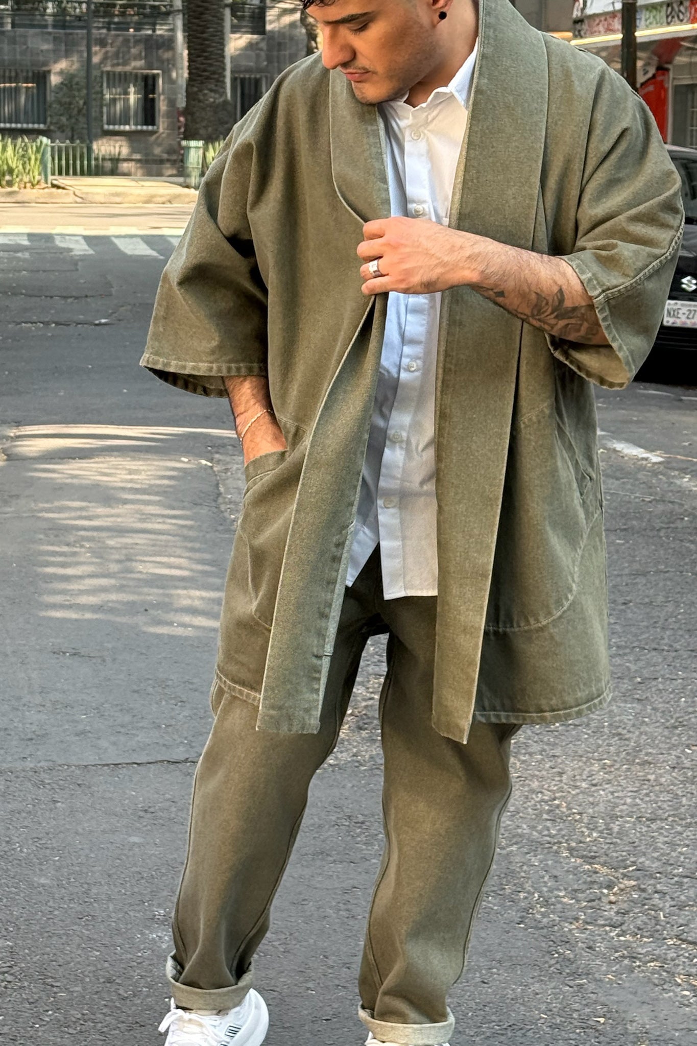 Kimono Pollux en Mezclilla Olivo