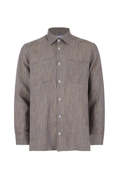 Gilmar Button-Down Striped Linen Shirt