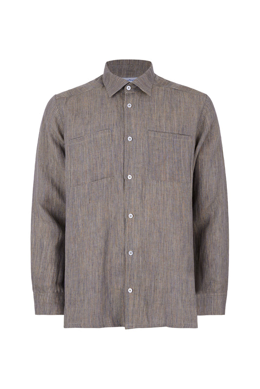 Gilmar Button-Down Striped Linen Shirt