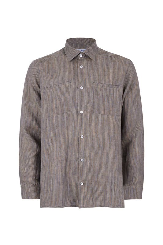 Gilmar Button-Down Striped Linen Shirt