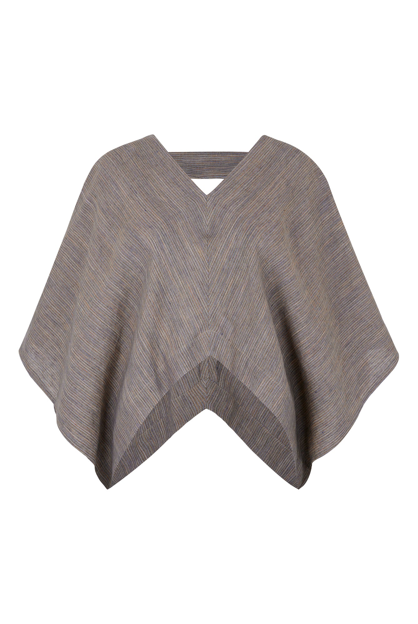 Nitrogen Striped Linen V-Neck Poncho Blouse