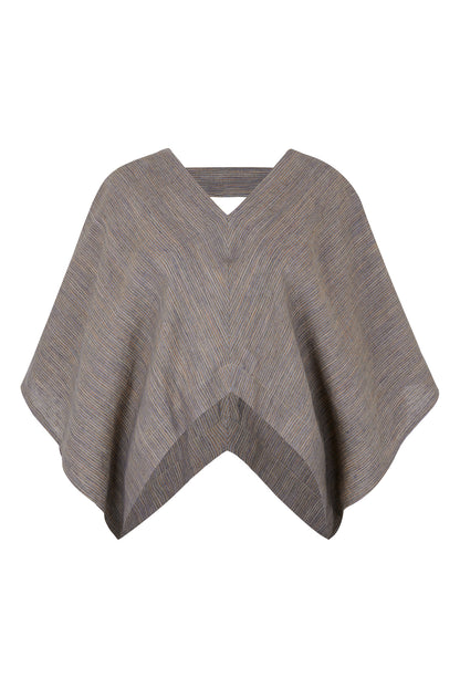 Nitrogen Striped Linen V-Neck Poncho Blouse