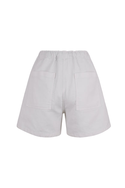 Rayenne Drawstring Waist Striped Washed Cotton Short