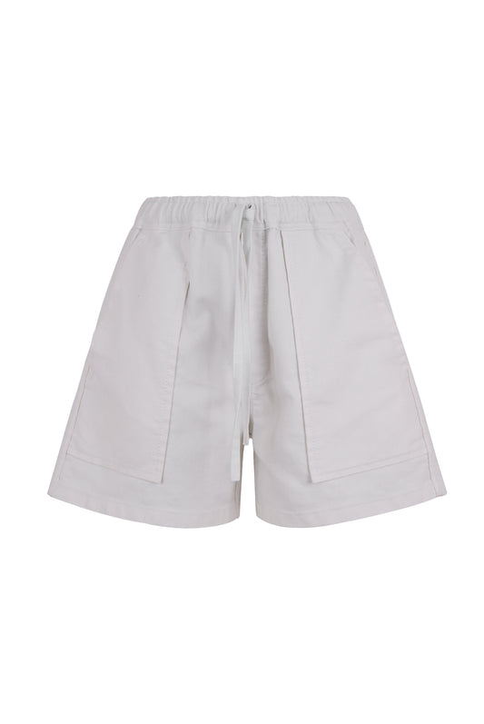 Rayenne Drawstring Waist Striped Washed Cotton Short
