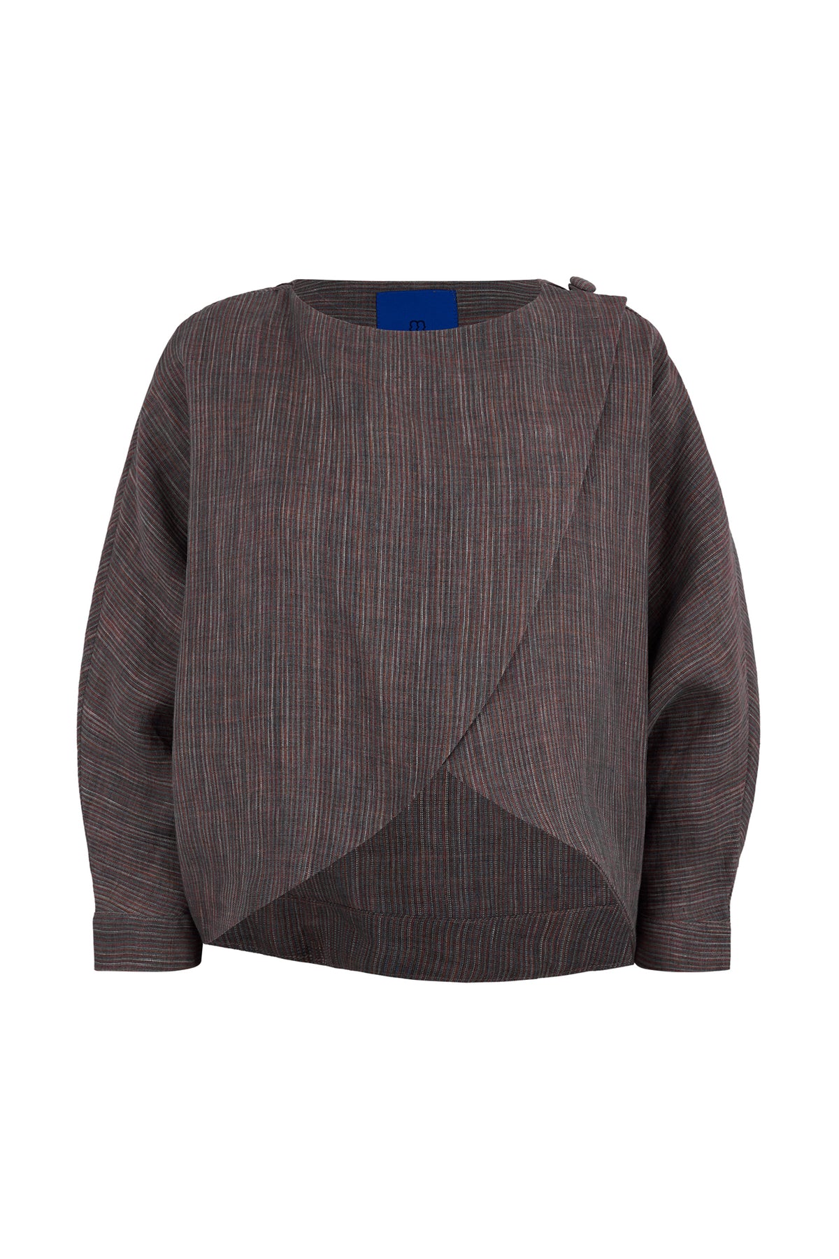 LIMITED EDITION Andrea Striped Linen Crossover Cape Top