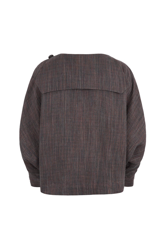 LIMITED EDITION Andrea Striped Linen Crossover Cape Top
