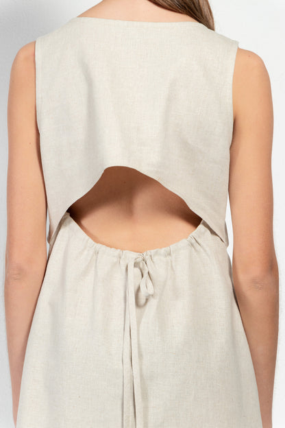 Paul Open Back Linen-Blend Shift Dress