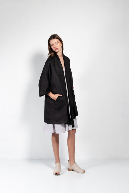 Pollux Linen Open Kimono Coat