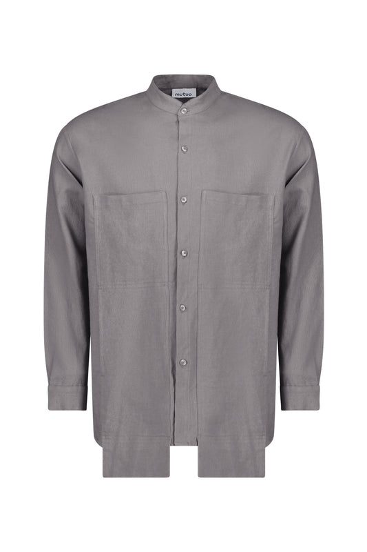 Iodine Front Pocket Washed Linen Shirt