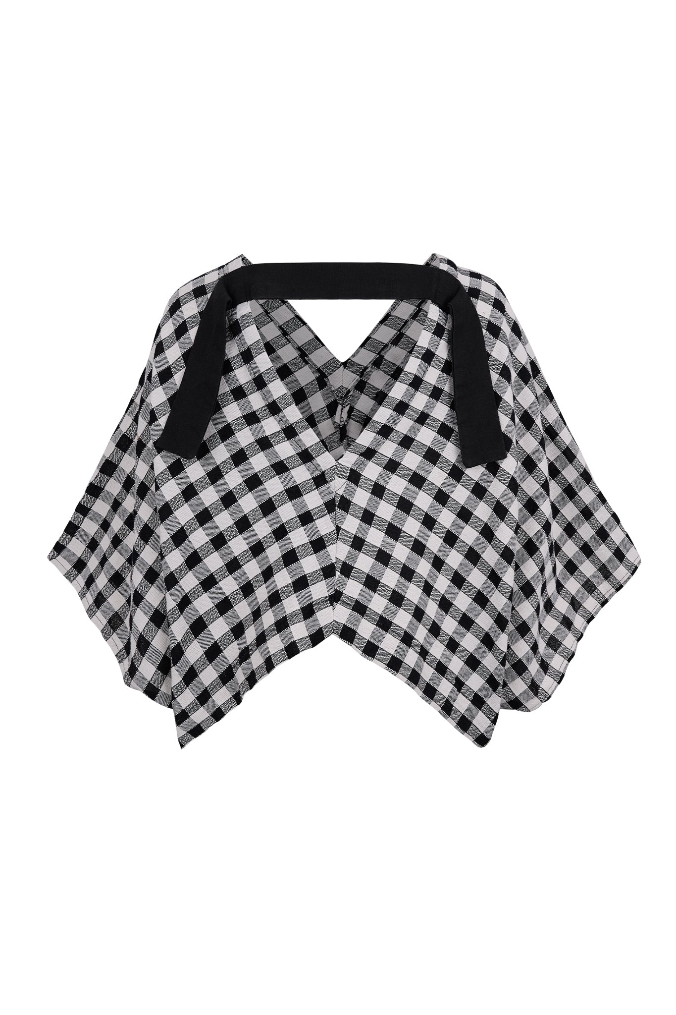 Nitrogen Checked Woven Cotton Poncho Blouse