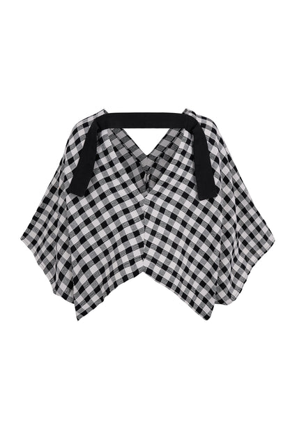 Nitrogen Checked Woven Cotton Poncho Blouse