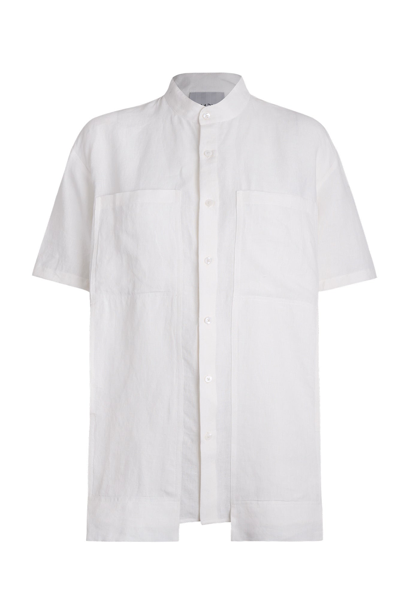 Iodine Front Pocket Short Sleeved Linen Shirt